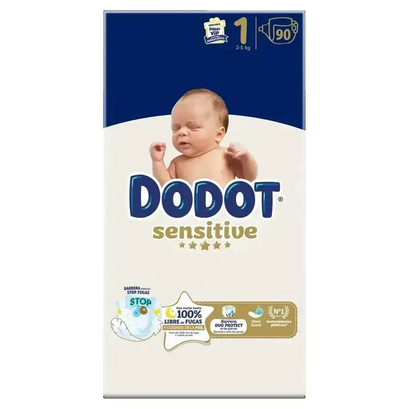 Dodot Sensitive Jumbo Sensitive Nappy Pack Size 1, 2x90 Units