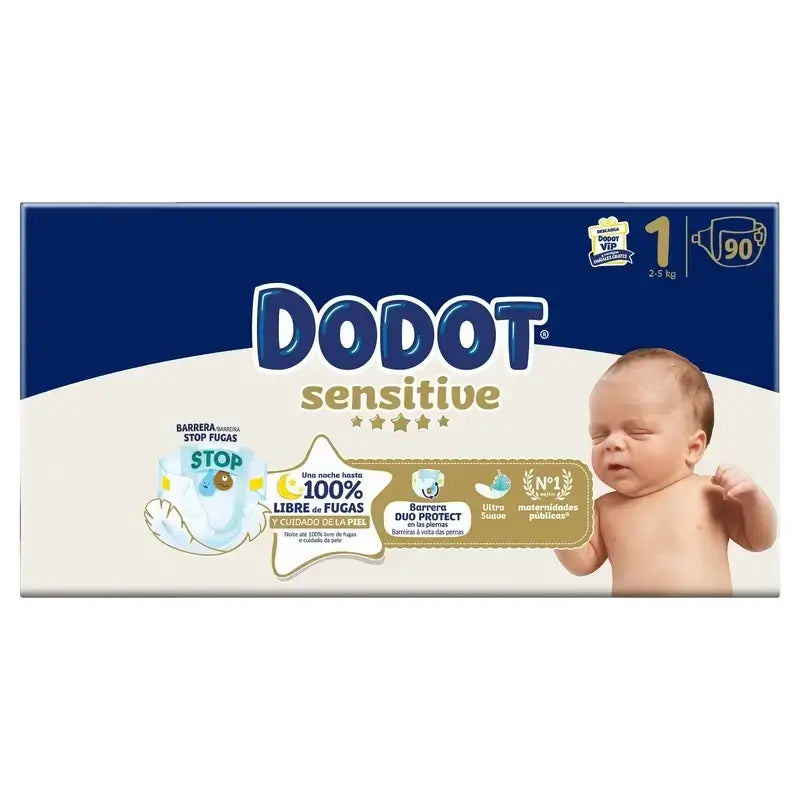 Dodot Sensitive Jumbo Sensitive Nappy Pack Size 1, 2x90 Units