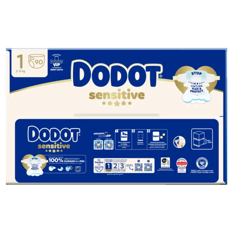 Dodot Sensitive Size 1, 2kg-5kg, 90 Nappies