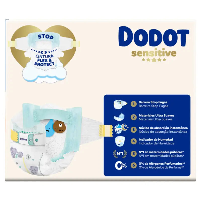 Dodot Sensitive Size 1, 2kg-5kg, 90 Nappies