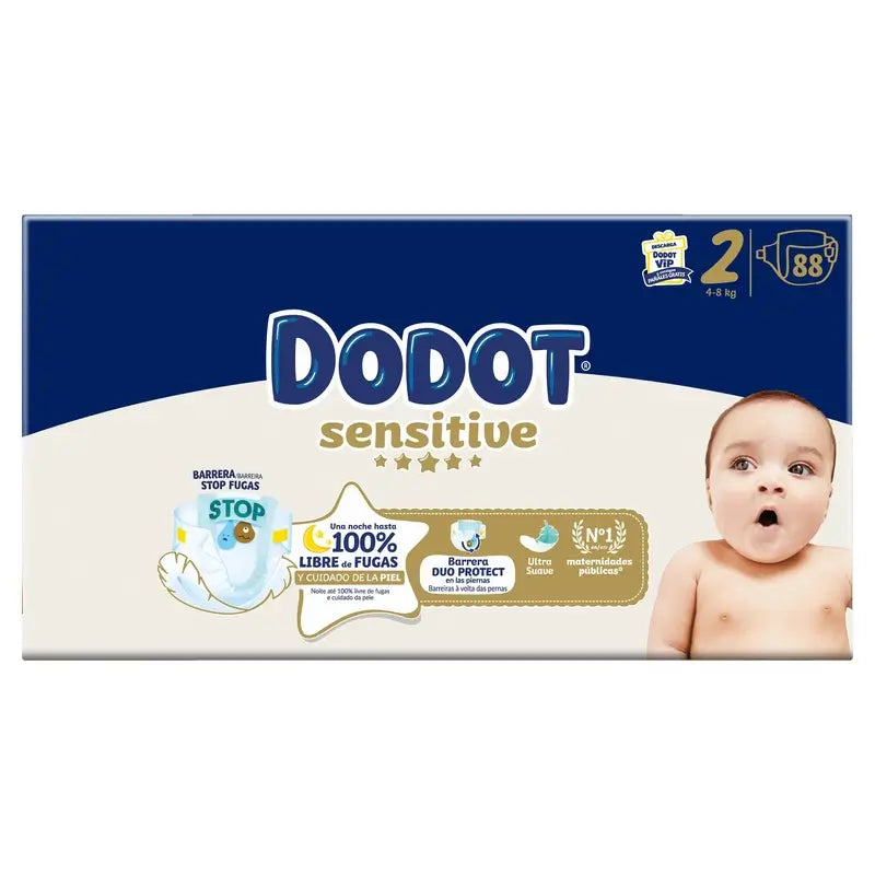 Dodot Sensitive Size 2, 4kg-8kg, 88 Nappies