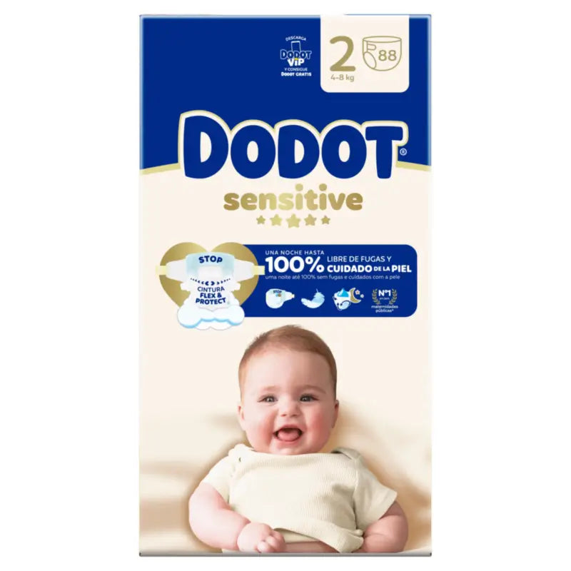 Dodot Sensitive Size 2, 4kg-8kg, 88 Nappies