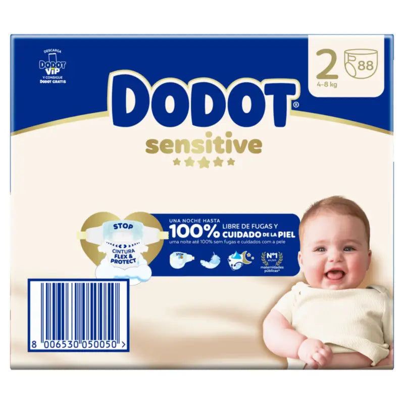 Dodot Sensitive Size 2, 4kg-8kg, 88 Nappies