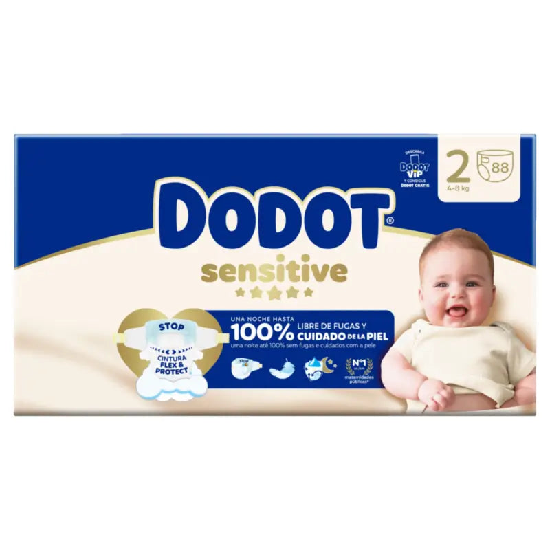 Dodot Sensitive Size 2, 4kg-8kg, 88 Nappies