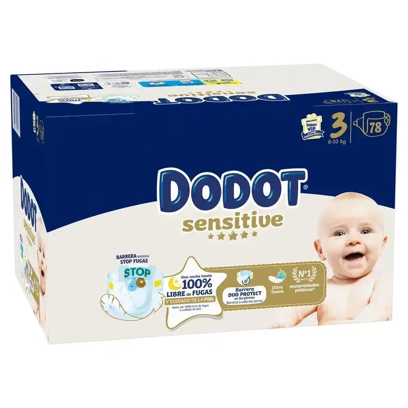 Dodot Sensitive Jumbo Sensitive Nappy Pack Size 3 , 3X78 Units