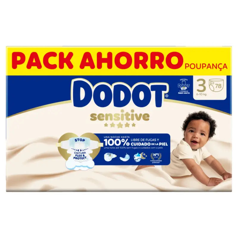 Dodot Sensitive Size 3, 6kg-10kg, 78 Nappies