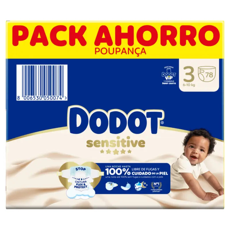Dodot Sensitive Size 3, 6kg-10kg, 78 Nappies