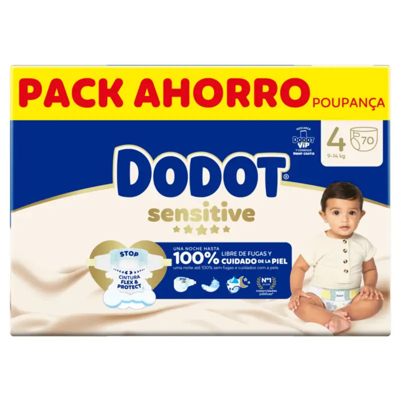 Dodot Sensitive Box Size 4, 2x70 Nappies