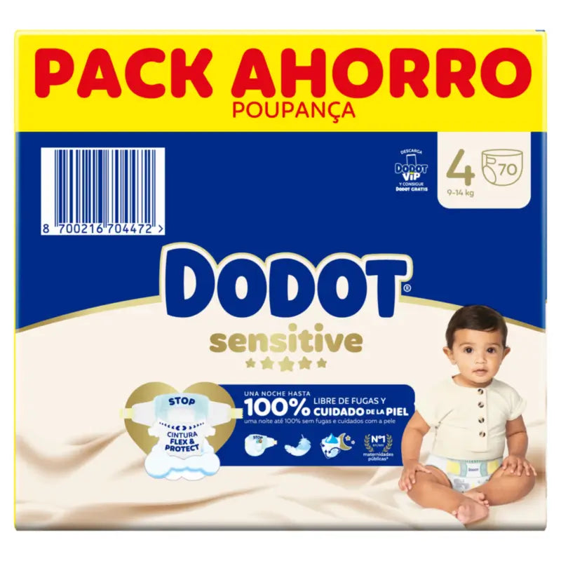 Dodot Sensitive Box Size 4, 2x70 Nappies