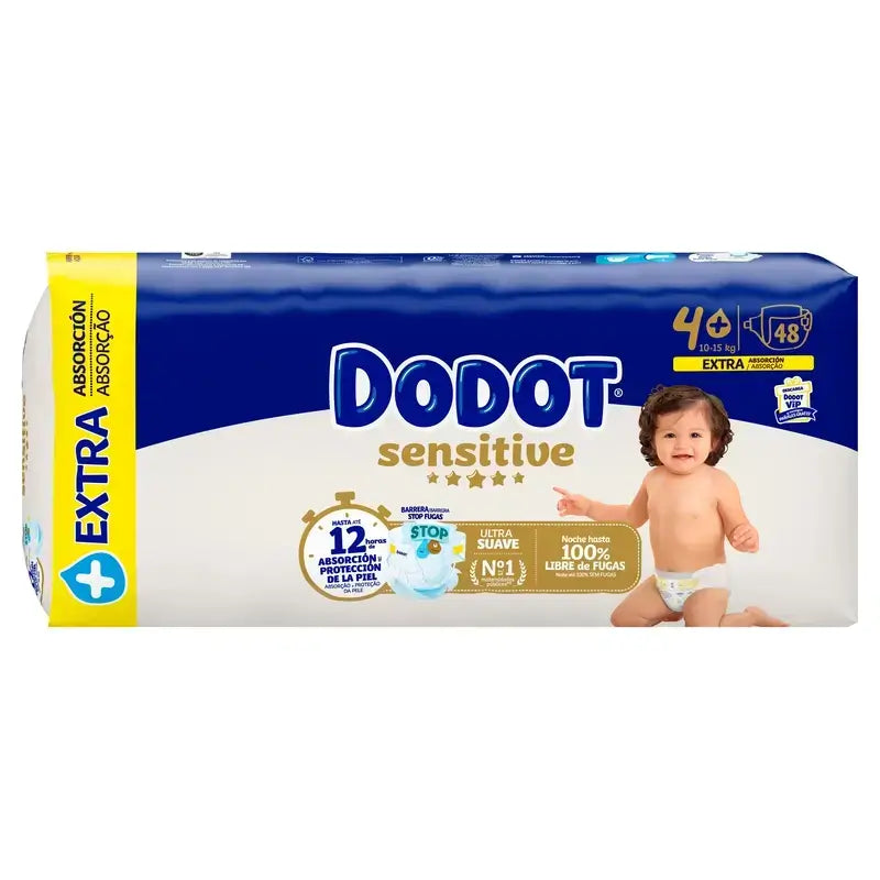 Dodot Sensitive Nappies Extra Absorbency 10-15 kg Size 4+, 96 pcs. + Dodot Pure Aqua 288 Wipes