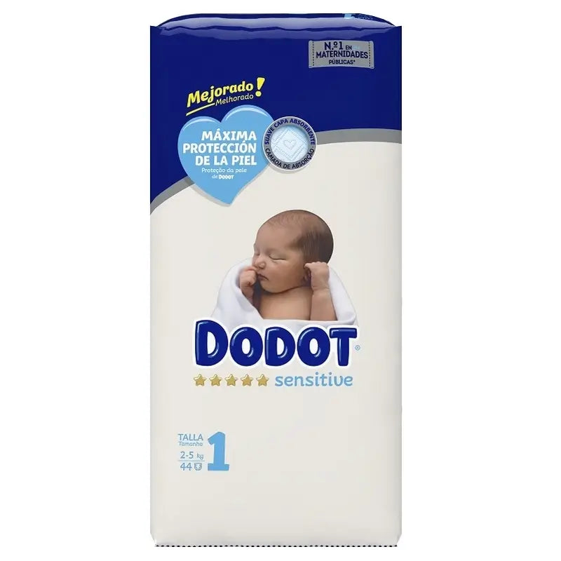 Dodot Sensitive Newborn Nappy Size 1 ( 2-5 Kg), 44 Units