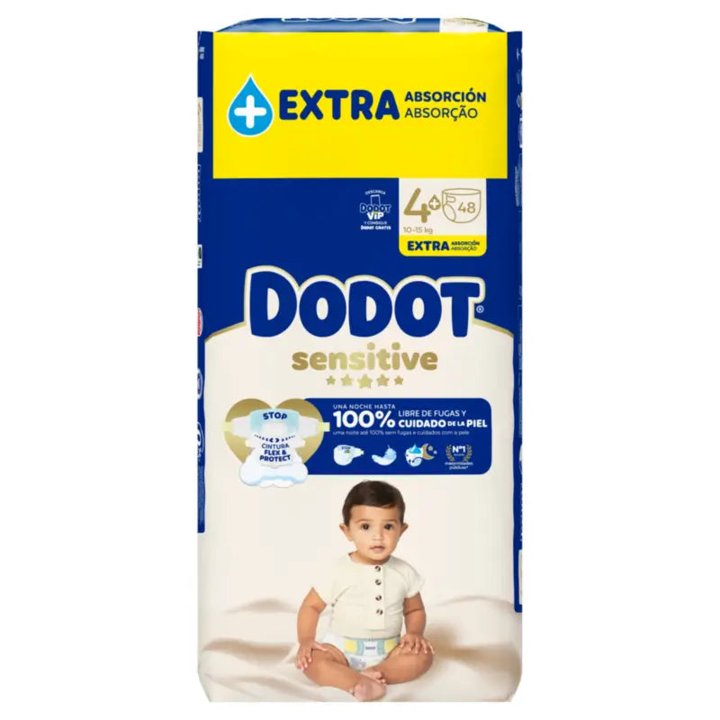 Dodot Sensitive Nappies Extra Absorbency 10-15 kg Size 4+, 48 Pcs.
