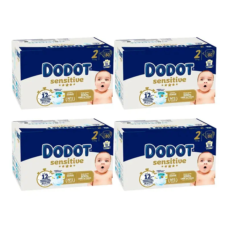 Dodot Sensitive Newborn Box Size 2, Pack 4 x 80 pcs.