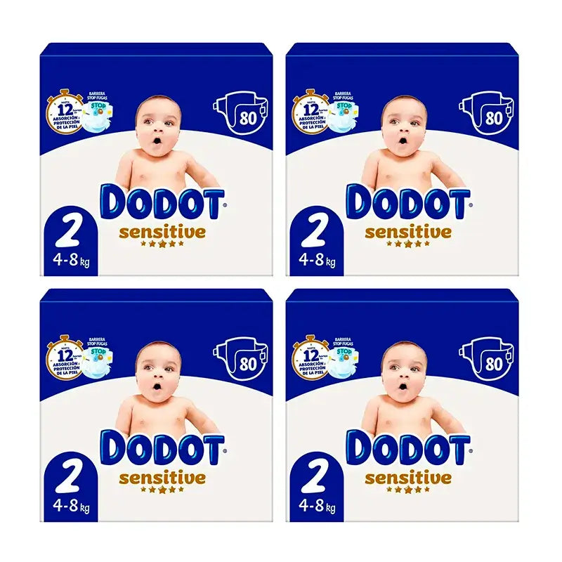 Dodot Sensitive Size 2 Box, 4 x 80 Nappies