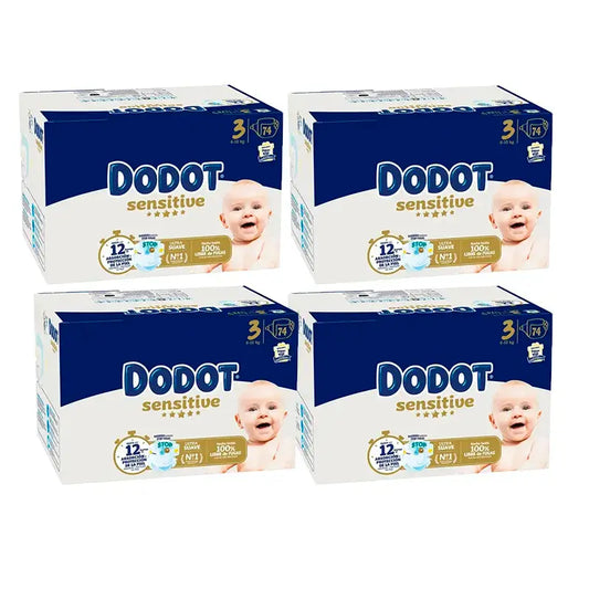 Dodot Sensitive Size 3 Box, 4 x 74 Nappies