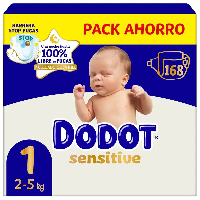 Dodot Sensitive Size 1, Nappies, 2Kg-5Kg , 168 pcs