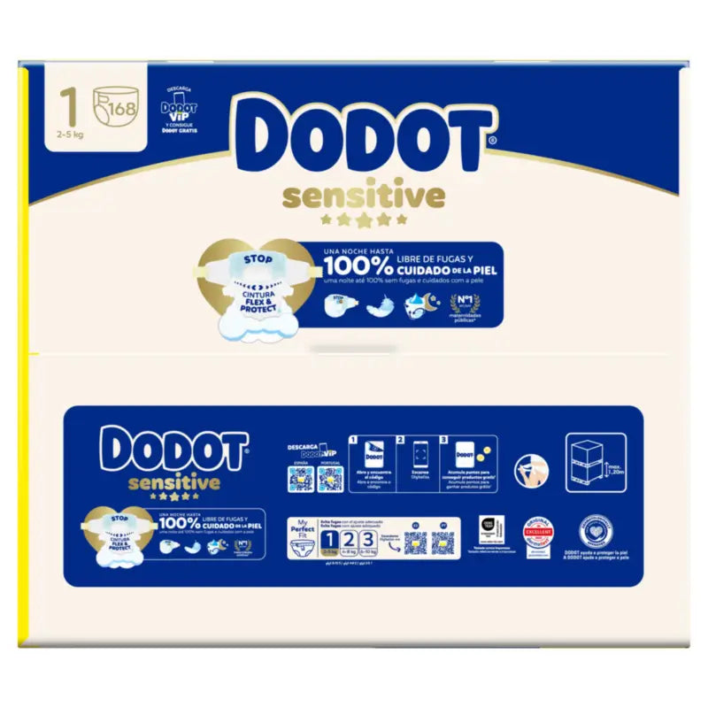 Dodot Sensitive Size 1, Nappies, 2Kg-5Kg , 168 pcs