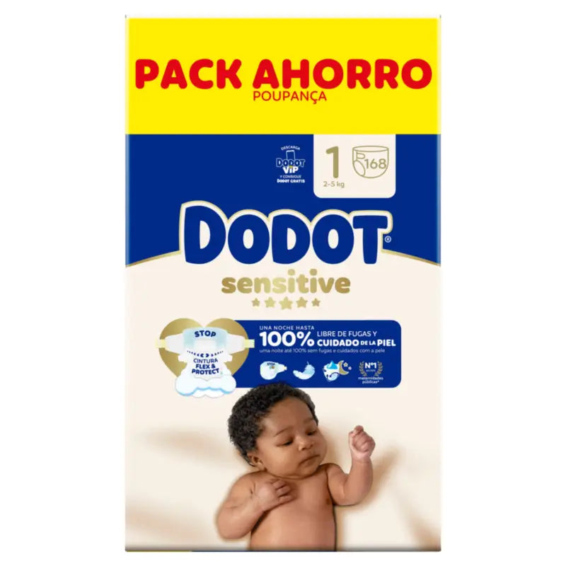 Dodot Sensitive Size 1, Nappies, 2Kg-5Kg , 168 pcs