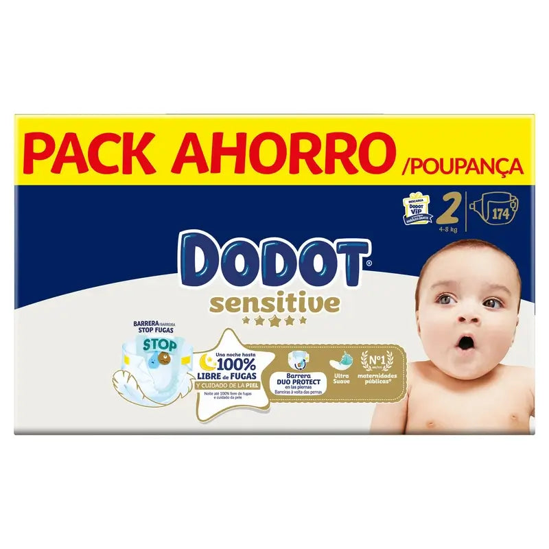 Dodot Sensitive Size 2, Nappies, 4Kg-8Kg , 174 pcs