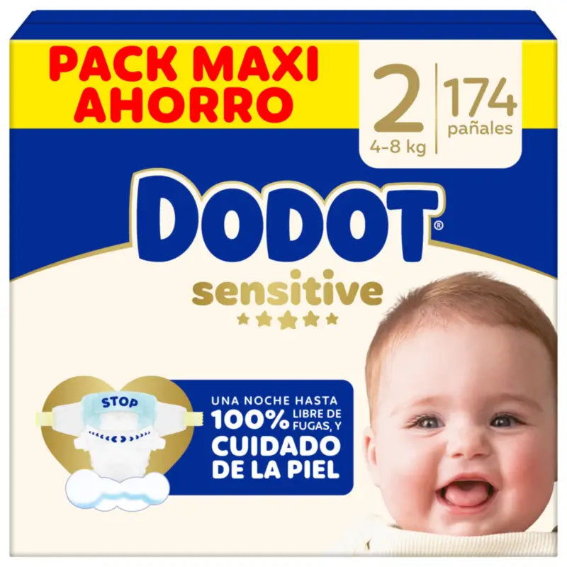 Dodot Sensitive Size 2, Nappies, 4Kg-8Kg , 174 pcs