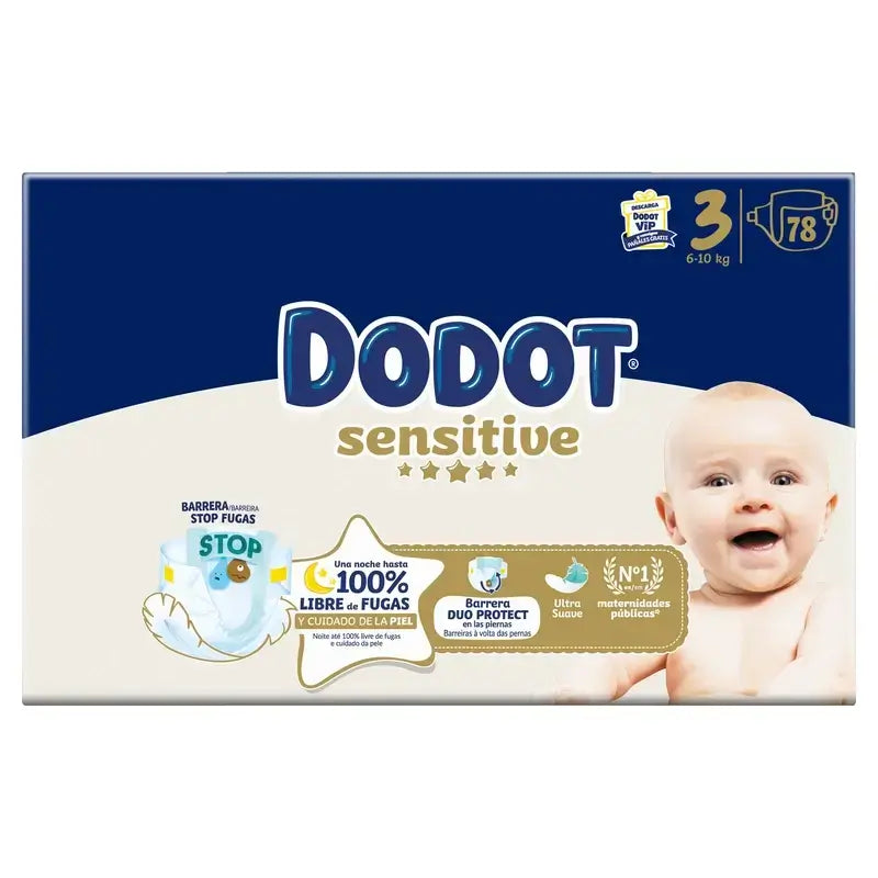 Dodot Sensitive Size 3, 6kg-10kg, 156 Nappies + Dodot Pure Aqua 288 Wipes