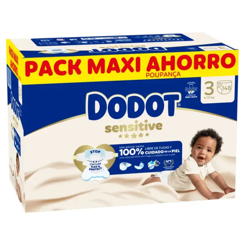 Dodot Sensitive Size 3 Nappies 6–10 kg, Pack of 2 × 148