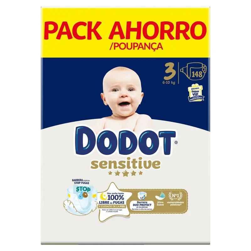 Dodot Sensitive Size 3, Nappies, 6Kg-10Kg , 148 pcs