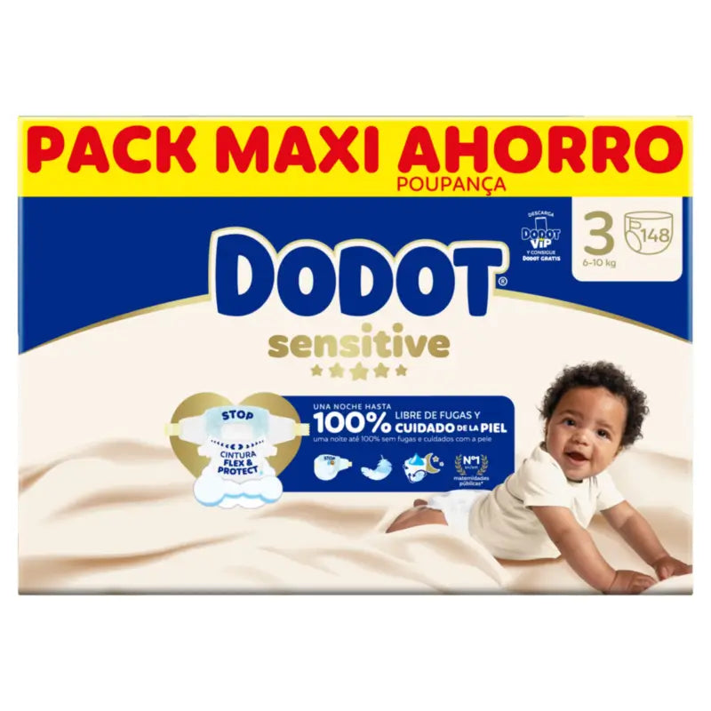 Dodot Sensitive Size 3, Nappies, 6Kg-10Kg , 148 pcs