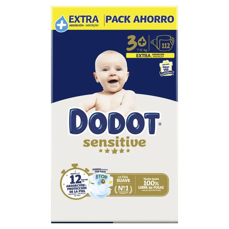 Dodot Sensitive Extra-Box Size 3+, 112 Nappies