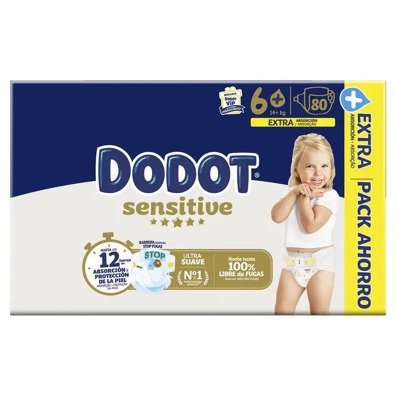 Dodot Sensitive Extra-Box Size 6+, 80 Nappies