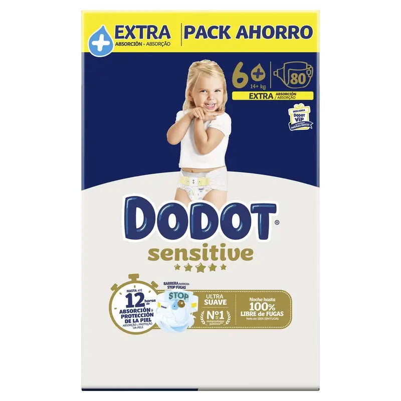 Dodot Sensitive Extra-Box Size 6+, 80 Nappies