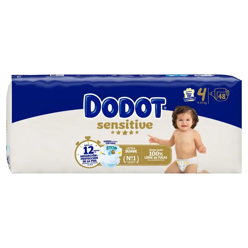 Dodot Sensitive Size 4 (9-14 Kg), 48 Nappies