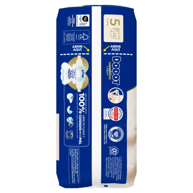 Dodot Sensitive Size 5 (12-16 Kg), 42 Nappies