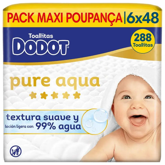Dodot Pure Aqua Wipes, 6x48, 288 pcs.