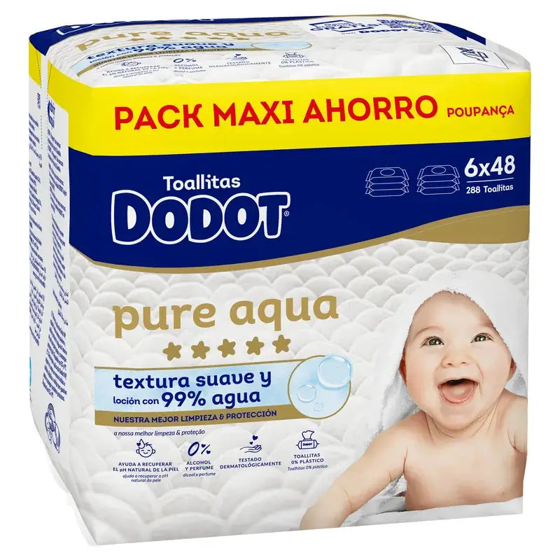 Dodot Pure Aqua Wipes, 6x48, 288 pcs.