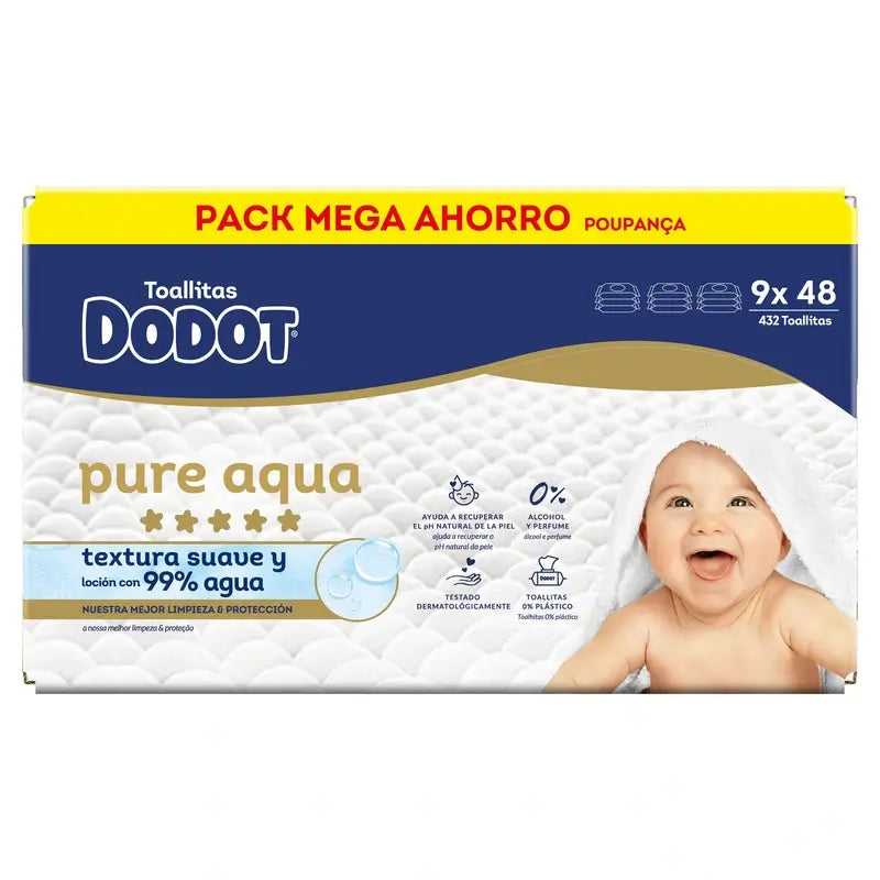 Dodot Pure Aqua Wipes, 9x48, 432 pcs.