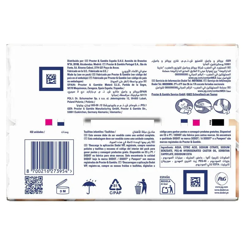 Dodot Pure Aqua Wipes, 9x48, 432 pcs.