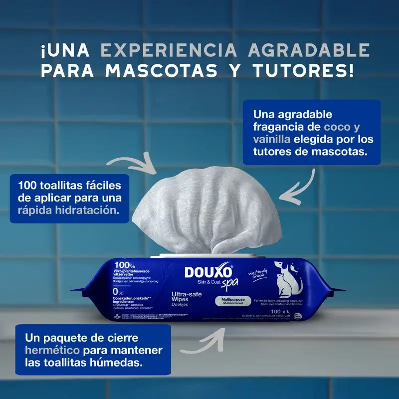 Douxo Skin & Coat Spa Multi-Purpose Wipes For Dogs & Cats, 100 pcs.
