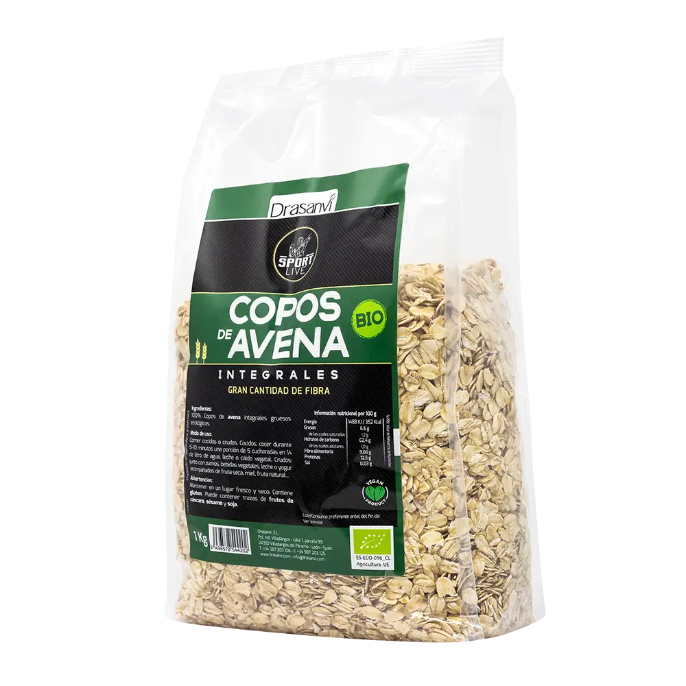 Drasanvi Sport Live Organic Thick Wholemeal Oat Flakes , 1 kg