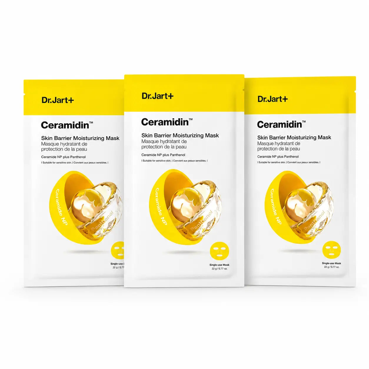 Dr.Jart+ Ceramidin Moisturising Skin Protection Mask, 22 Gr , pack 3