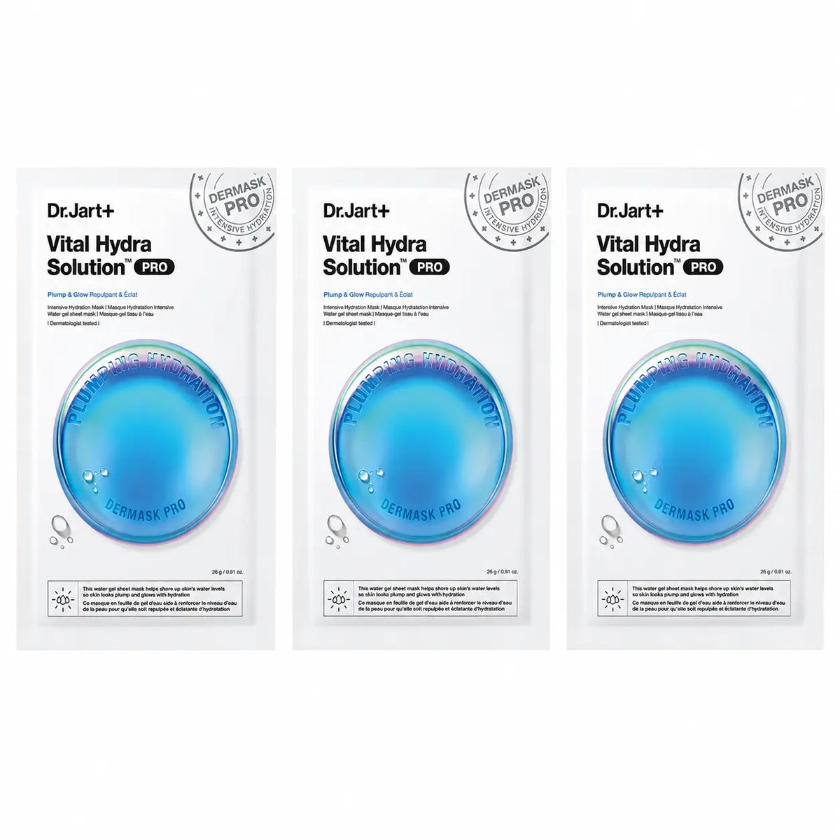 Dr.Jart+ Dermask Vital Hydra Solution Pro Moisturising Face Mask, 26 Gr , pack 3