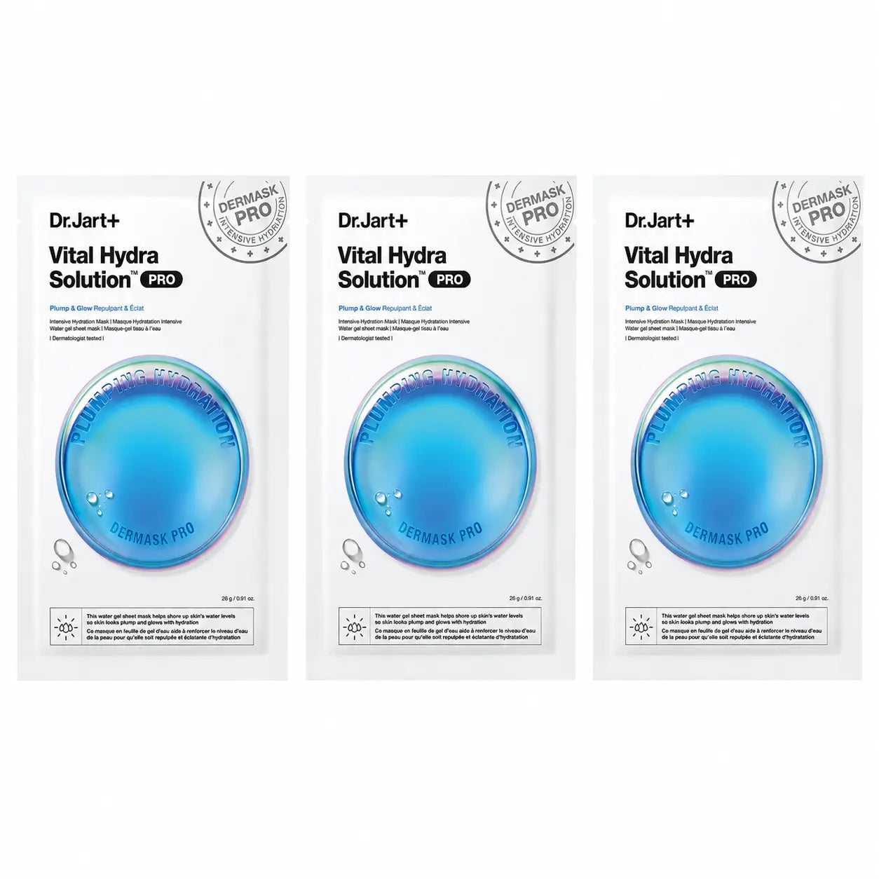Dr.Jart+ Dermask Vital Hydra Solution Pro Moisturising Face Mask, 26 Gr , pack 3