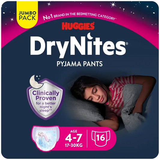 Drynites Size 4-7 Girls Night Nappies, 16 pcs.