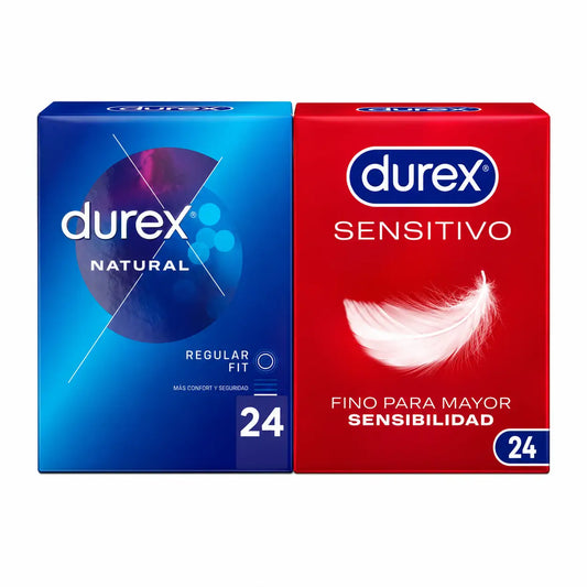 Durex Pack Condoms Natural Plus, 24 Units + Sensitive Soft, 24 Units