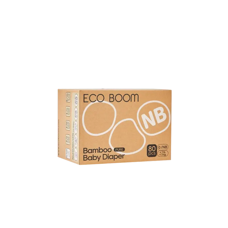ECO BOOM PURE 100% natural bamboo nappies - Size 0/NB (1-3 kg) - 80 pcs.