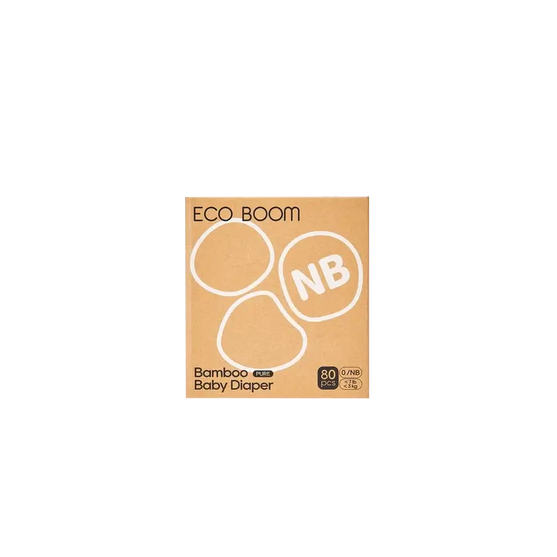 ECO BOOM PURE 100% natural bamboo nappies - Size 0/NB (1-3 kg) - 80 pcs.