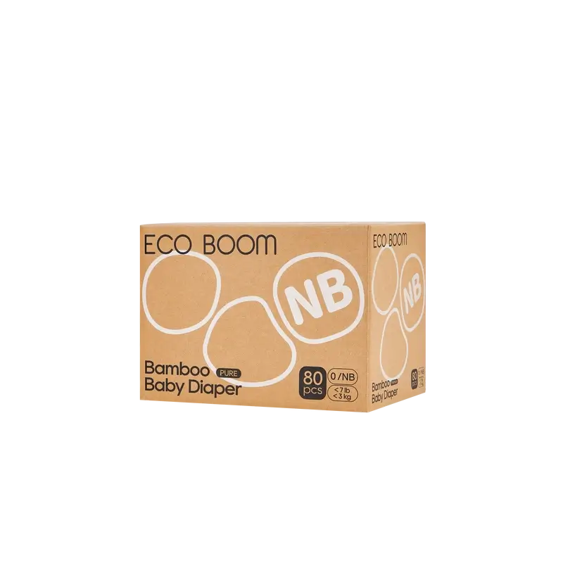 ECO BOOM PURE 100% natural bamboo nappies - Size 0/NB (1-3 kg) - 80 pcs.