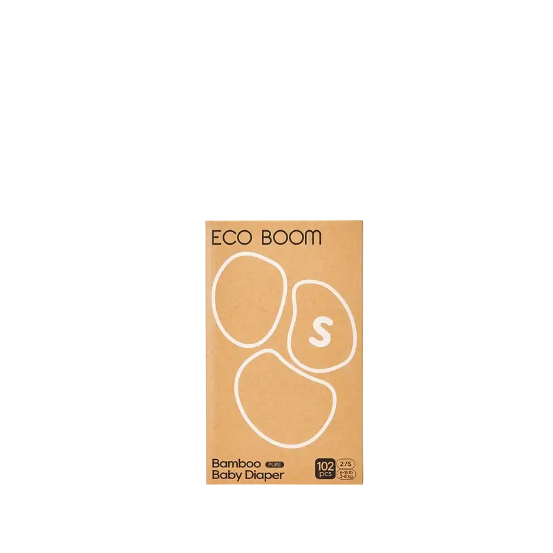 ECO BOOM PURE 100% natural bamboo nappies - Size 2/S (3-8 kg) - 102 pcs.