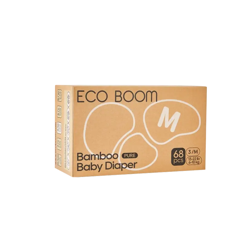 ECO BOOM PURE 100% natural bamboo nappies - Size 3/M (6-10 kg) - 68 pcs.