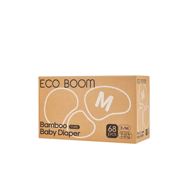 ECO BOOM PURE 100% natural bamboo nappies - Size 3/M (6-10 kg) - 68 pcs.